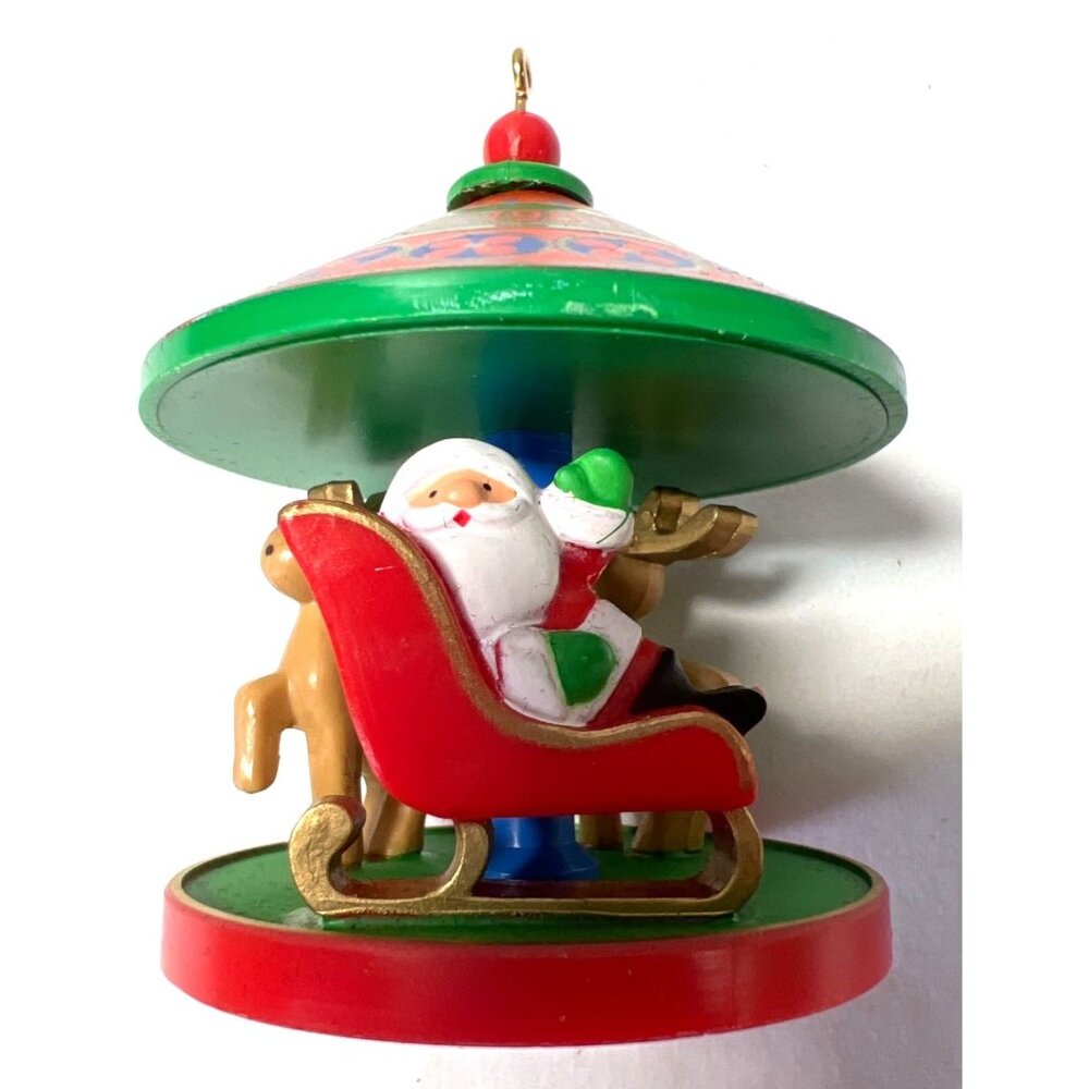 Hallmark 1980 Christmas Tree-Trimmer Collection Santa Sleigh & Reindeer Ornament